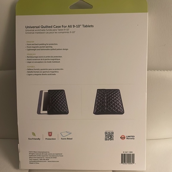 Nwt Universal Black Quilted Case for Tablets 9-10" by iessentials - Picture 2 of 2